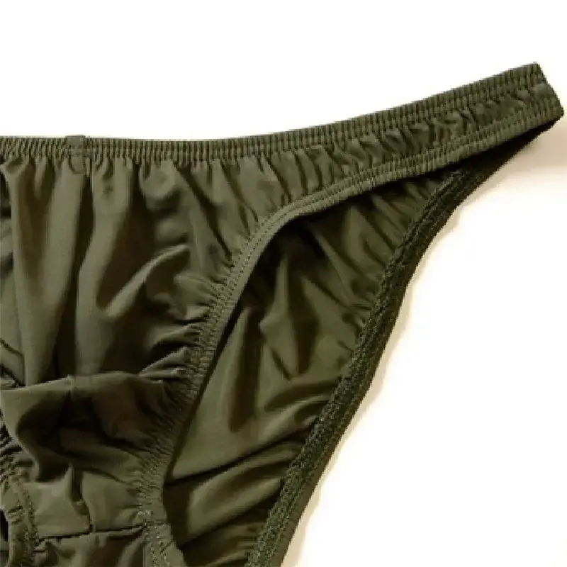 Men Pouch Panties Ice Silk Solid Color Briefs Sexy Seamless Underwear U Convex Male Underpants — image 6