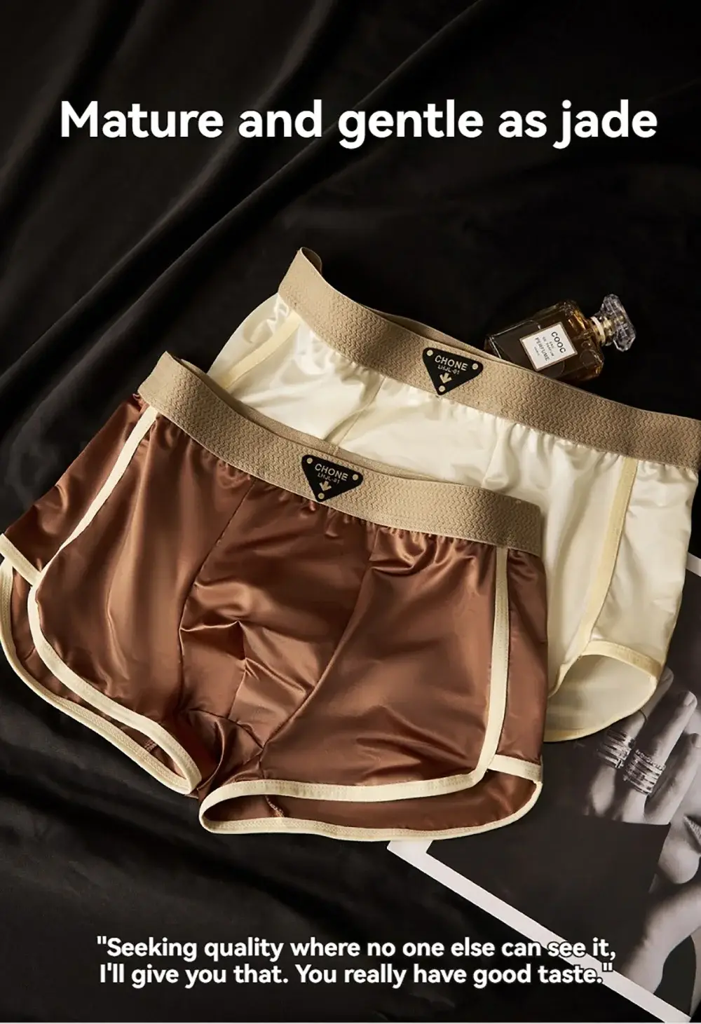 3PCS/Pack Luxury Solid Satin-like Boxer Man Cool 10A Antibacterial Silk U-shape Pouch Men's Panties High Elastic Wais Underpants — image 1