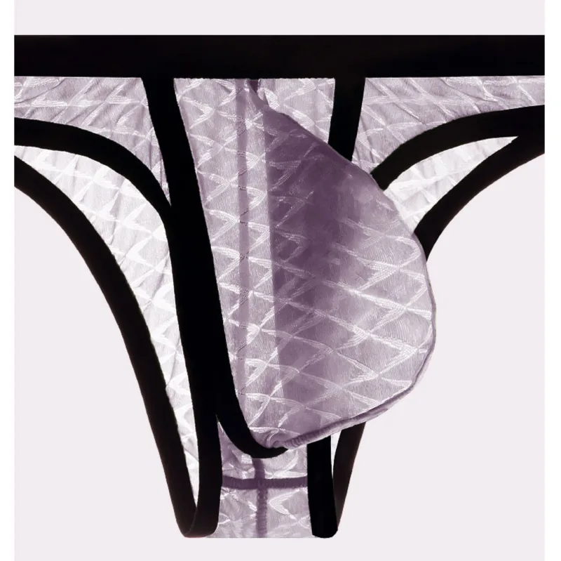 Men's Underwear Sexy Low Waisted Comfortable Triangle Pants Ice Silk Mesh Transparent Briefs — image 8