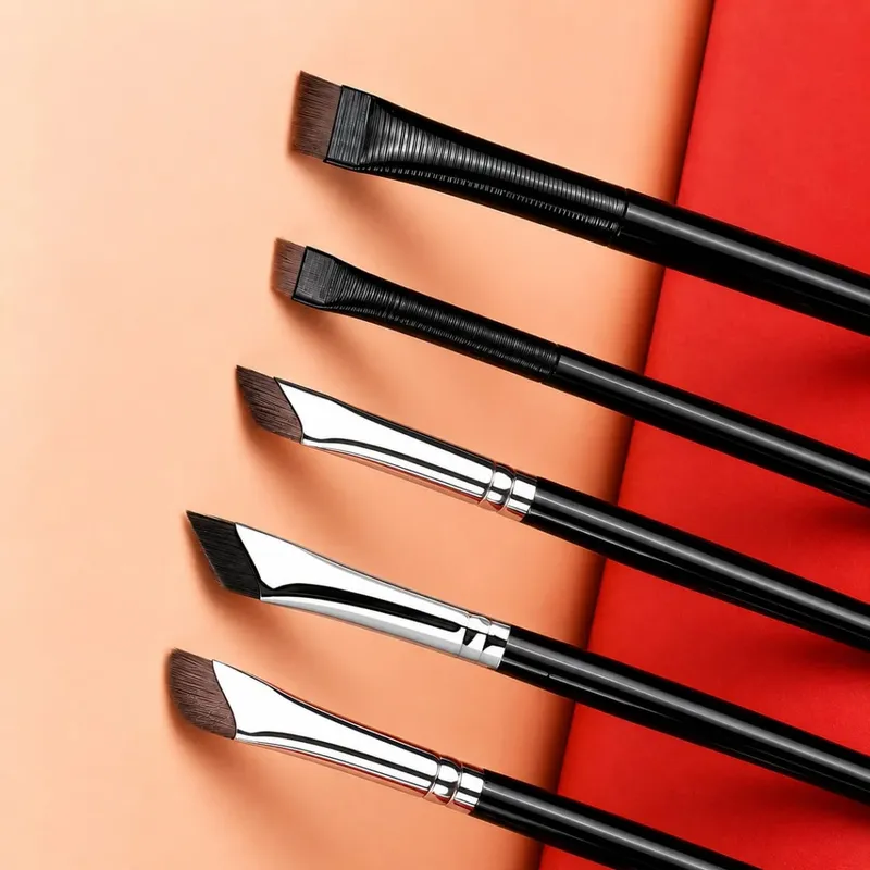 5/7-Piece Precision Eye Makeup Brush Set | Scythe & Angled Eyeliner Eyebrow Brushes With Long Handle Reversible Design
