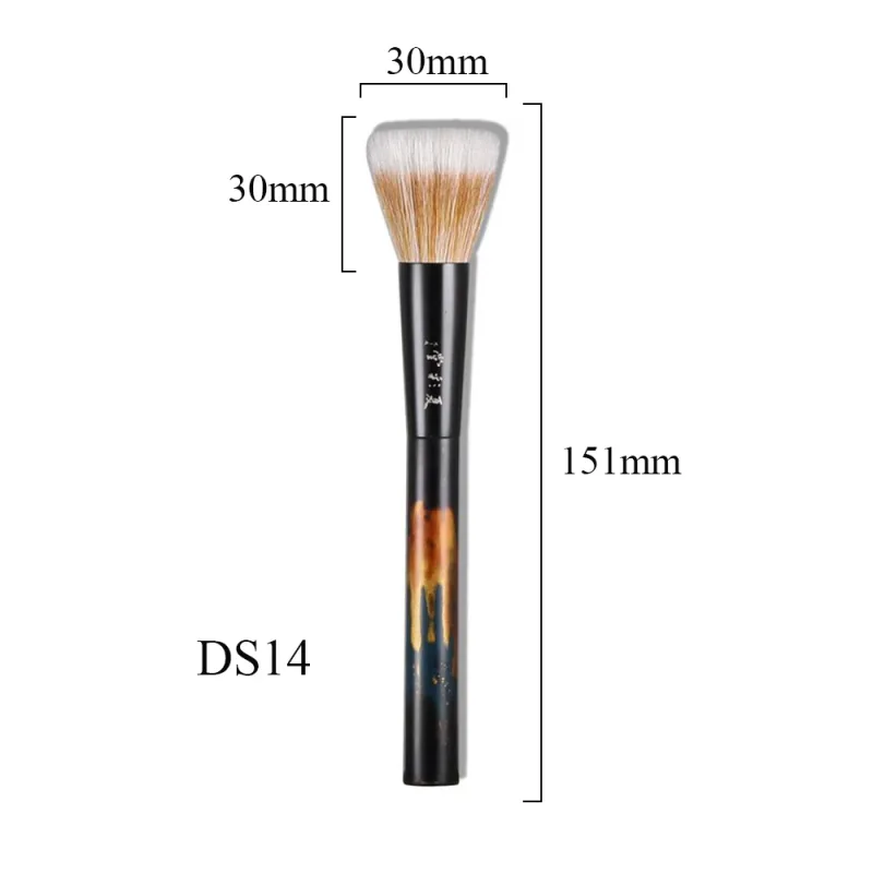 DS14 Professioneller, handgefertigter Make-up-Pinsel, mittelgroß, flacher Rougepinsel, weiches Ziegenhaar, Rohlack-Griff, Make-up-Pinsel — image 6