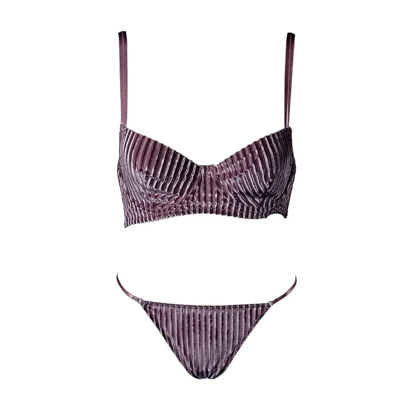 Vendita calda a forma di V con ferretto a costine reggiseno e slip da donna Set poliammide set di biancheria intima da donna reggiseno push-up e perizoma — image 9