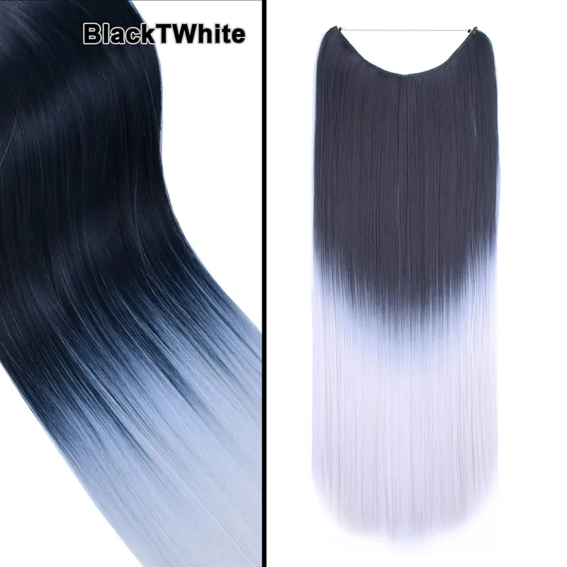 Jeedou ที่มองไม่เห็น Hair Extension Multi สี Ombre ลวด One Piece ตรงหยักสังเคราะห์ทนความร้อน Hairpiece สำหรับผู้หญิง — image 11