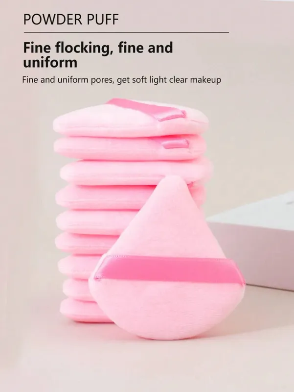 10 ชิ้นสามเหลี่ยมกำมะหยี่แป้งพัฟพิซซ่าแป้งมินิแต่งหน้าฟองน้ำเครื่องสำอางล้างทำความสะอาดได้น้ำหนักเบาแต่งหน้าเครื่องมือ — image 3