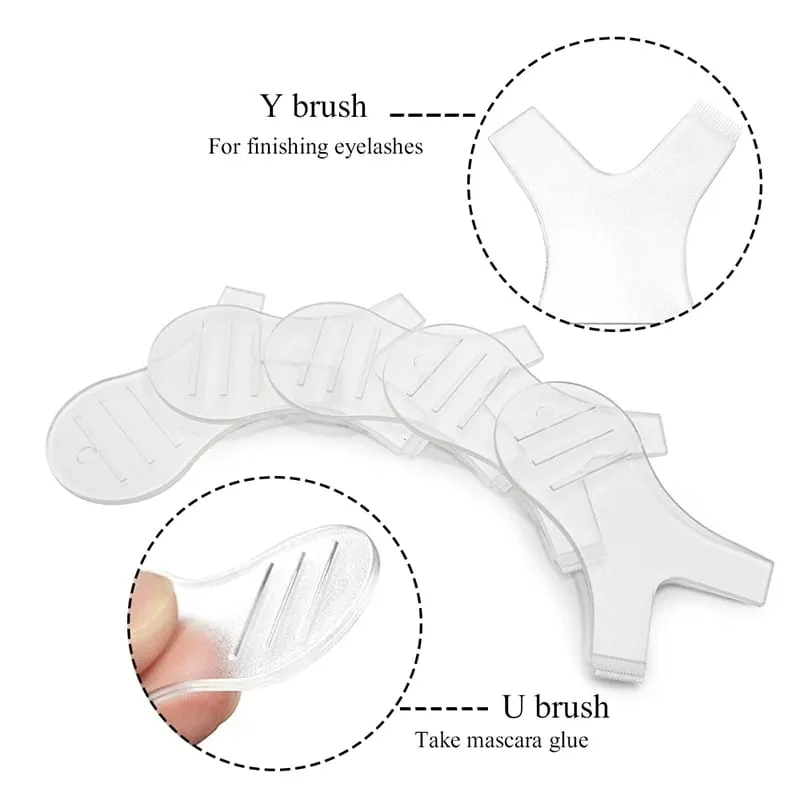 Şeffaf Y Şekli Kirpik Kaldırma Fırçası Yeniden Kullanılabilir Plastik Greft Perma Mini Tarak Makyaj Kirpik Fırçaları 3D Bigudi Fırça Aracı Aksesuarı — image 5
