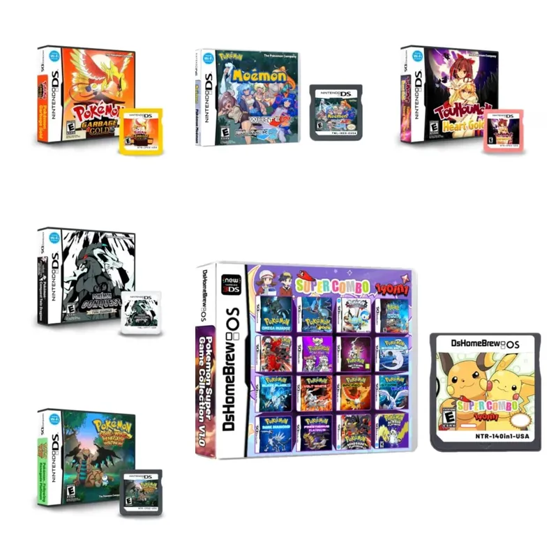 Anime Pokemon-serie NDS Game Cartridge Videogameconsole Moemon Zilver Geel KAIZO MoonBlack2 Hobbycollectie Geschenken Speelgoed — image 1
