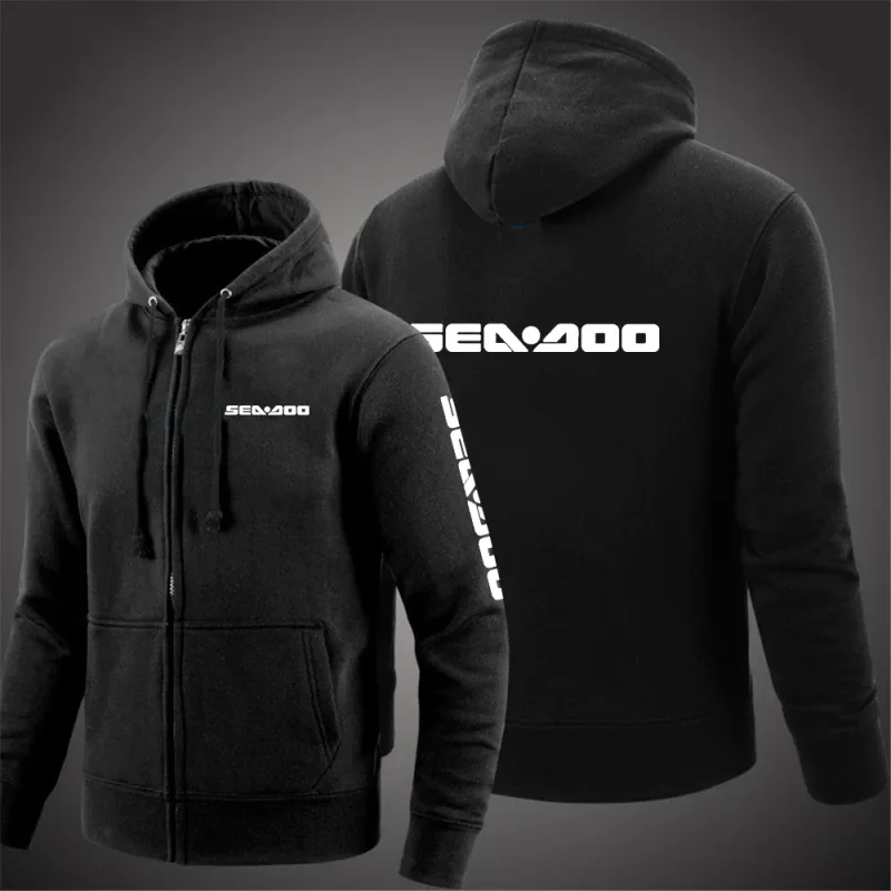 Sea Doo Seadoo Moto 2023 hommes nouveau manches longues coton couleur unie fermeture éclair sweats à capuche pour couple personnalisé sweat à la mode hauts