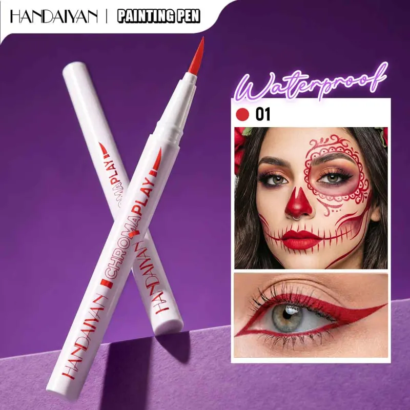 Pensil Celak Cecair Kalis Air Pengeringan Pantas Lukisan Pen Tahan Lama Berwarna-warni Matte Eye Liner Pen Solek Kosmetik Halloween