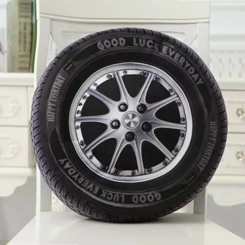 3D imitacja opony samochodowej pluszowa poduszka realistyczny nadruk poduszka na koło kreatywna zabawna Sofa rzuć poduszka Auto entuzjasta wystrój prezent — image 2