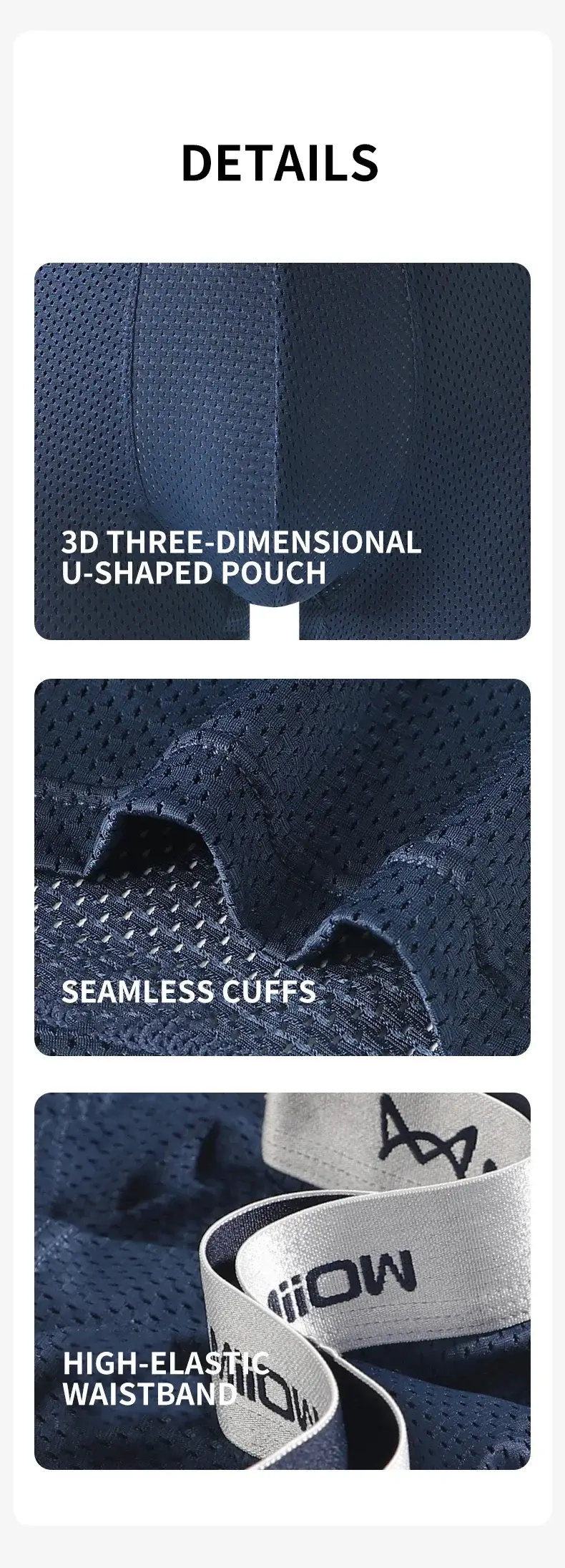 MiiOW 4Pcs Ice Silk Men's Boxershorts Breathable Mesh Mens Underpants Boxers 7A Antibacterial Crotch Man Underwear Mens Panties — image 10