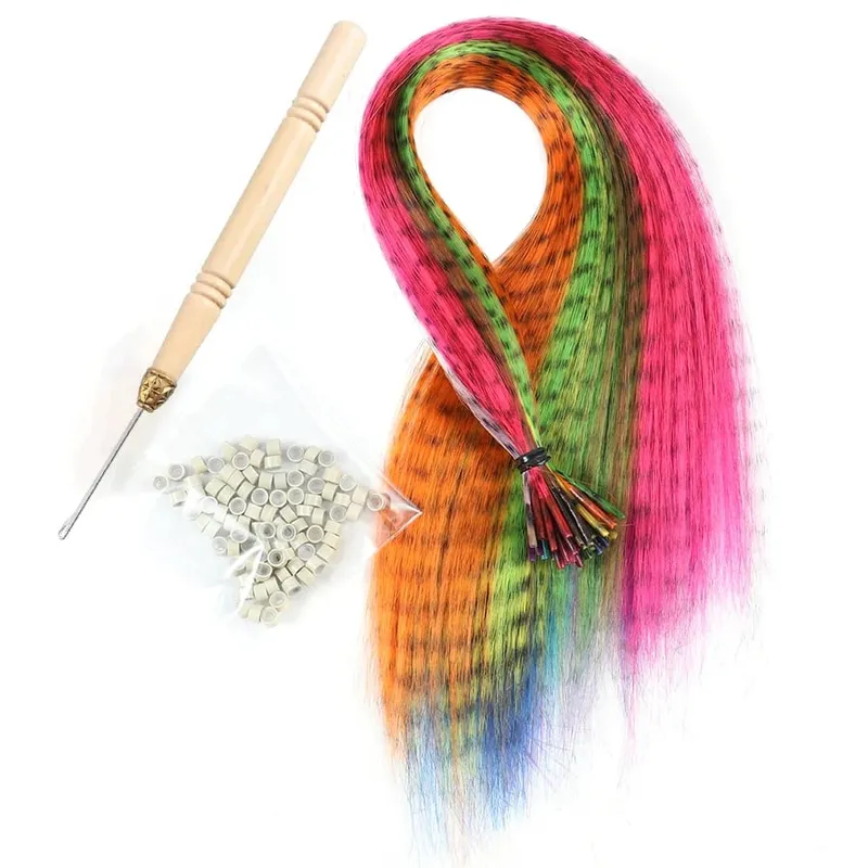 Synthetic Colored for Hair Feather Extensions 20 30 40 50 Pieces Tip 16inch Synthetic Hairpiece Zebra Feather Hair Extensions — image 10