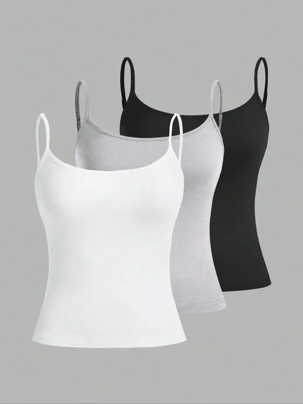 European and American Spring Summer and Autumn Solid Color Daily Casual Adjustable Suspender Vest Three-Piece Set — image 7