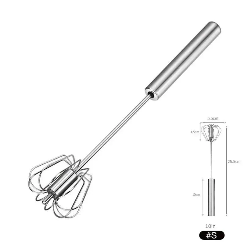 Mélangeur à fouet Semi-automatique en acier inoxydable, outil polyvalent pour la maison, batteur à œufs, mousseur à lait, fouet à main, 10/12/14 pouces