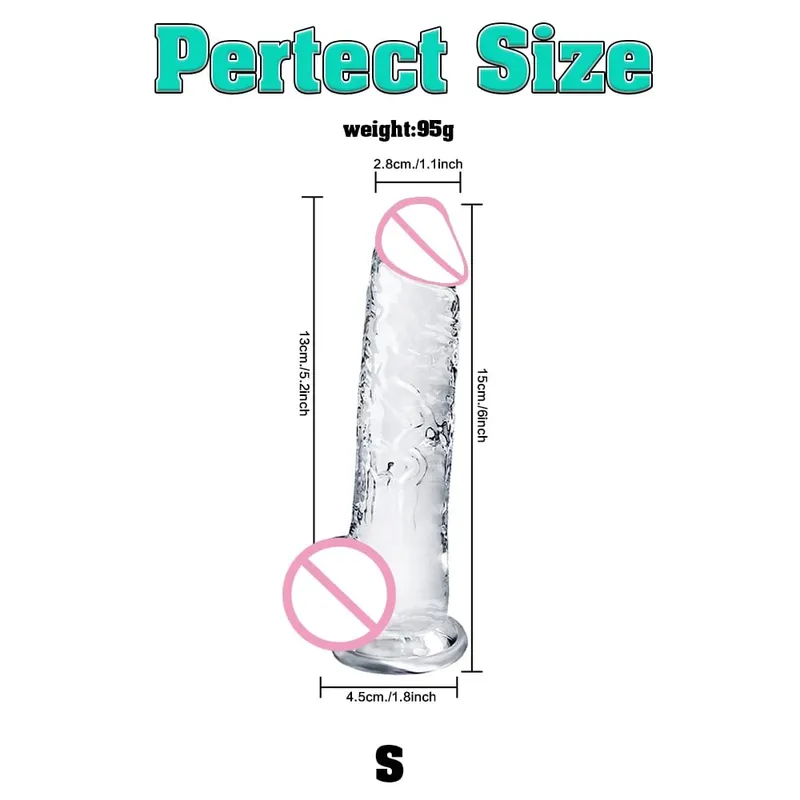 Různé velikosti Transparentní Soft Jelly Dildo Realistické Falešný Dick Penis s přísavkou Sexuální pomůcka pro masáž bodové vagíny G pro ženy