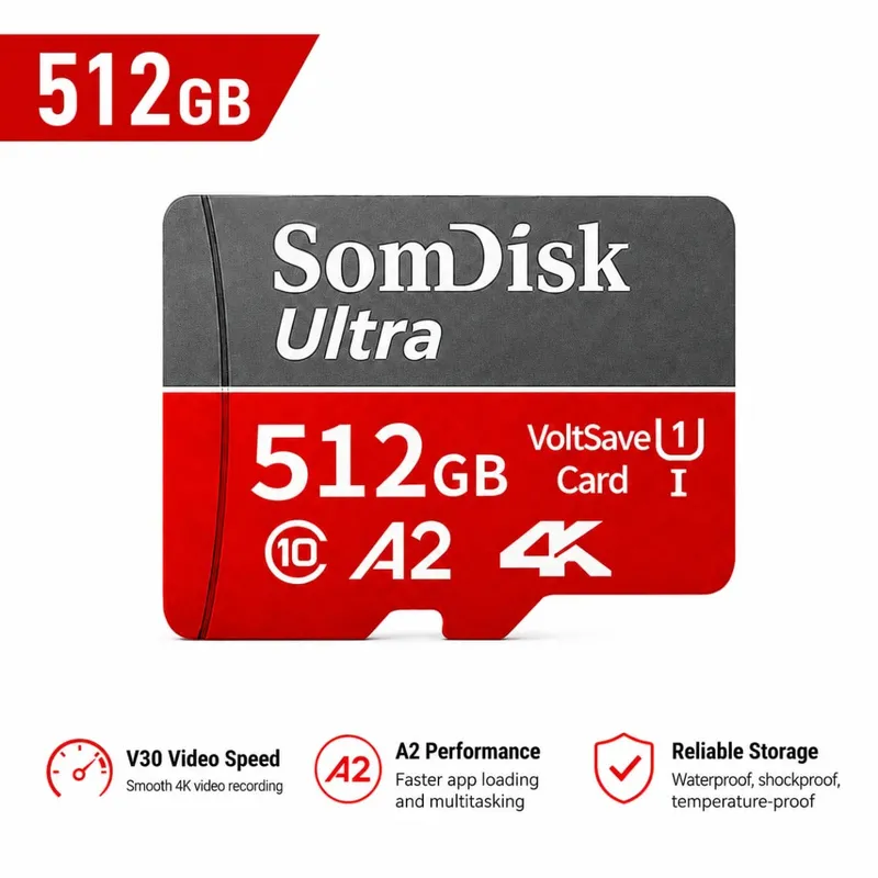 การ์ด Micro SD/TF ขนาด 128GB การ์ดความจุขนาดใหญ่ Class10 สูงถึง 100MB/s การ์ดเก็บข้อมูลกันน้ำใช้สำหรับกล้อง/เครื่องบันทึกการขับขี่ — image 11