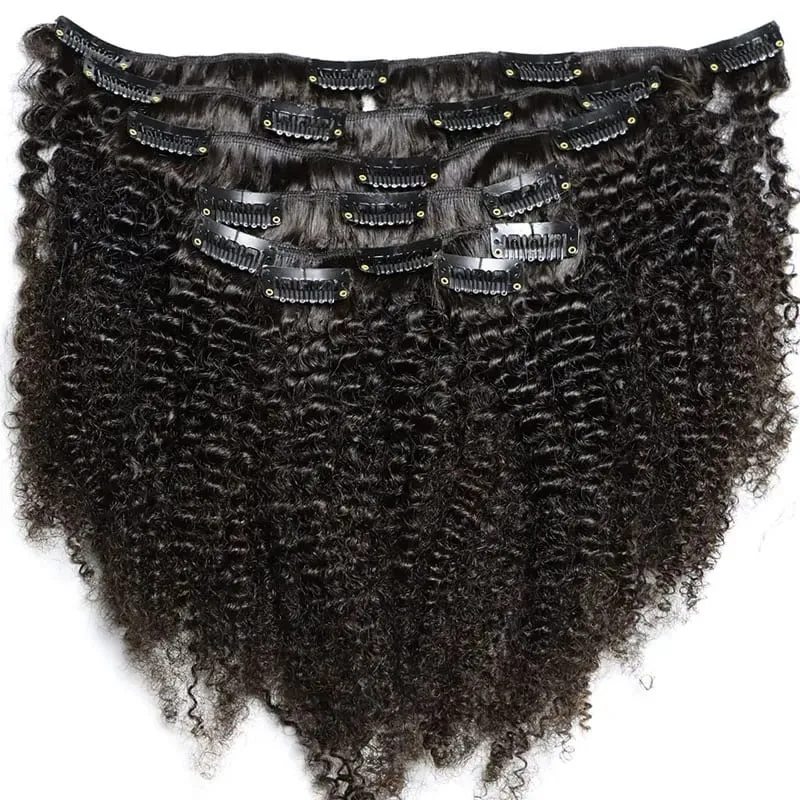 4C คลิป Virgin Remy Human Hair Extensions แน่นขนาดเล็ก Afro Kinky Curly คลิปในส่วนขยายของผมแอฟริกันผู้หญิงผิวดำ