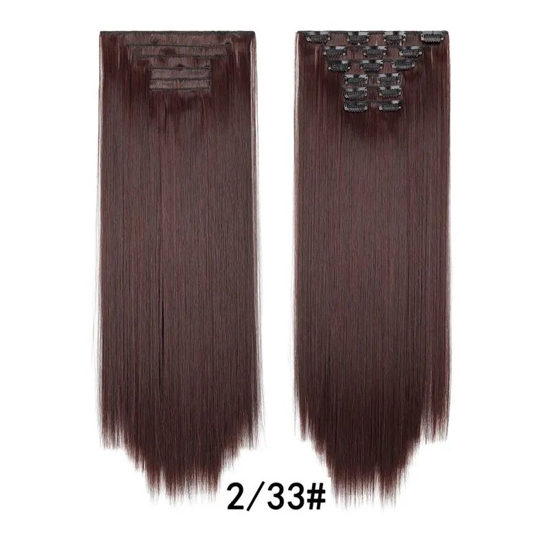 24Inch Clip in Hair Extensions Invisible Synthetic Extension 6PCS Long Straight Heat Resistant Clips on Hairpieces for Women — image 11