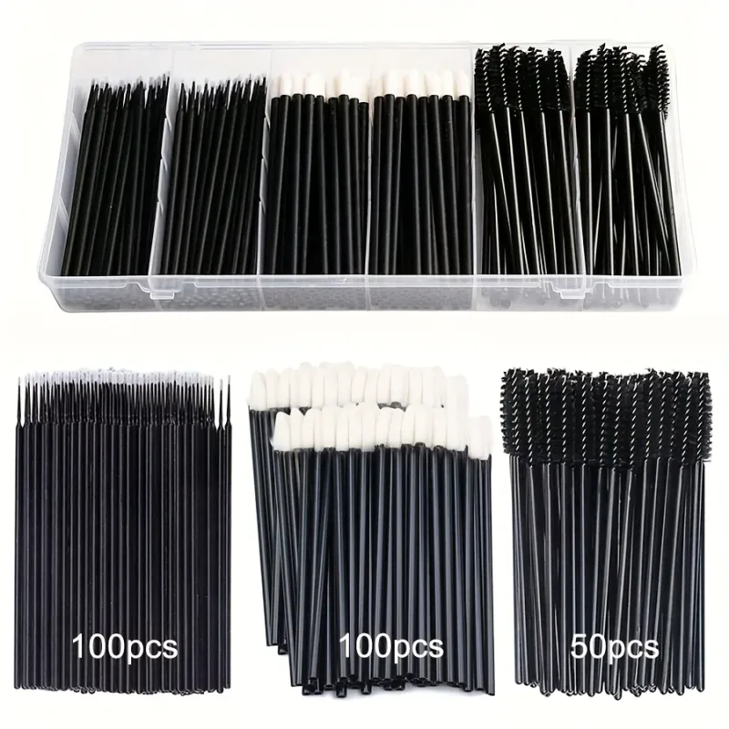 Ensemble de pinceaux de maquillage jetables, 250 pièces, pinceaux pour sourcils/Mascara/Eyeliner, avec boîte de rangement, outils cosmétiques professionnels pour Salon — image 3