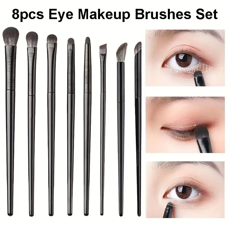 8 pezzi Pennelli per trucco occhi Set Professionale Morbido Contouring Ombretto Eyeliner Pennello per sopracciglia Strumento per pennelli cosmetici per bellezza facciale — image 1