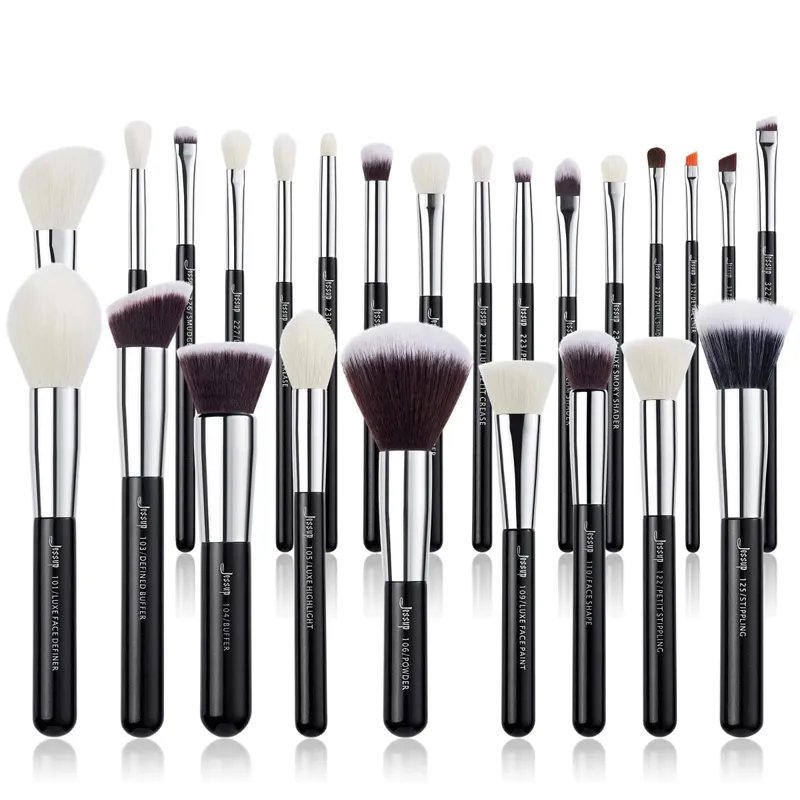 Jessup Make-up-Pinsel-Set, Foundation, Puder, professioneller Make-up-Pinsel, Konturenmixer, Lidschatten, Rouge, 25 Stück, Ziegensynthetik T175