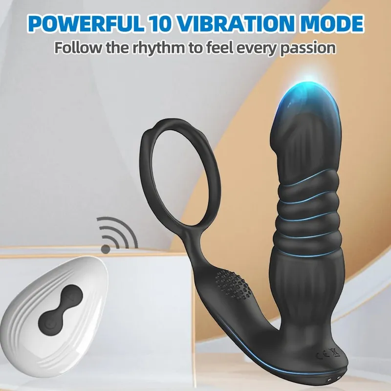 Trådlös fjärrkontroll Analplugg Vibrerande analleksaker Manlig prostata massageapparat Vaginal onani Simulerad penis sexleksaker — image 6