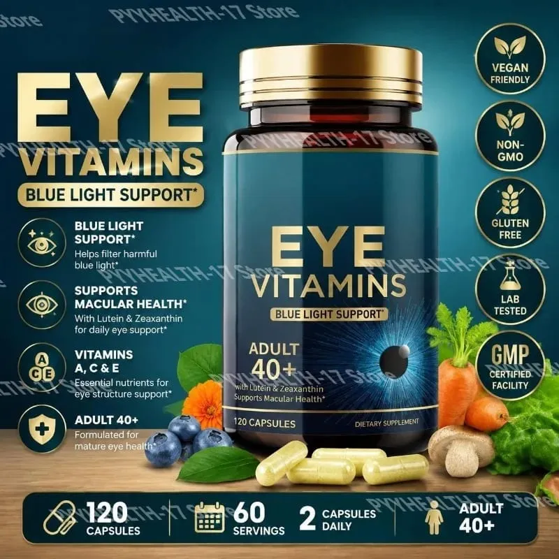 Capsule di vitamine per gli occhi Supporto alla luce blu con luteina e zeaxantina per oltre 40 anni Supporto per la salute maculare per uomini e donne 120 capsule — image 1