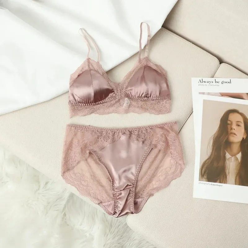 Birdtree-ropa interior francesa lisa con forro de seda, conjunto de sujetador básico elegante, sujetadores empalmados de encaje fino para mujer S30360QC 2026 — image 7