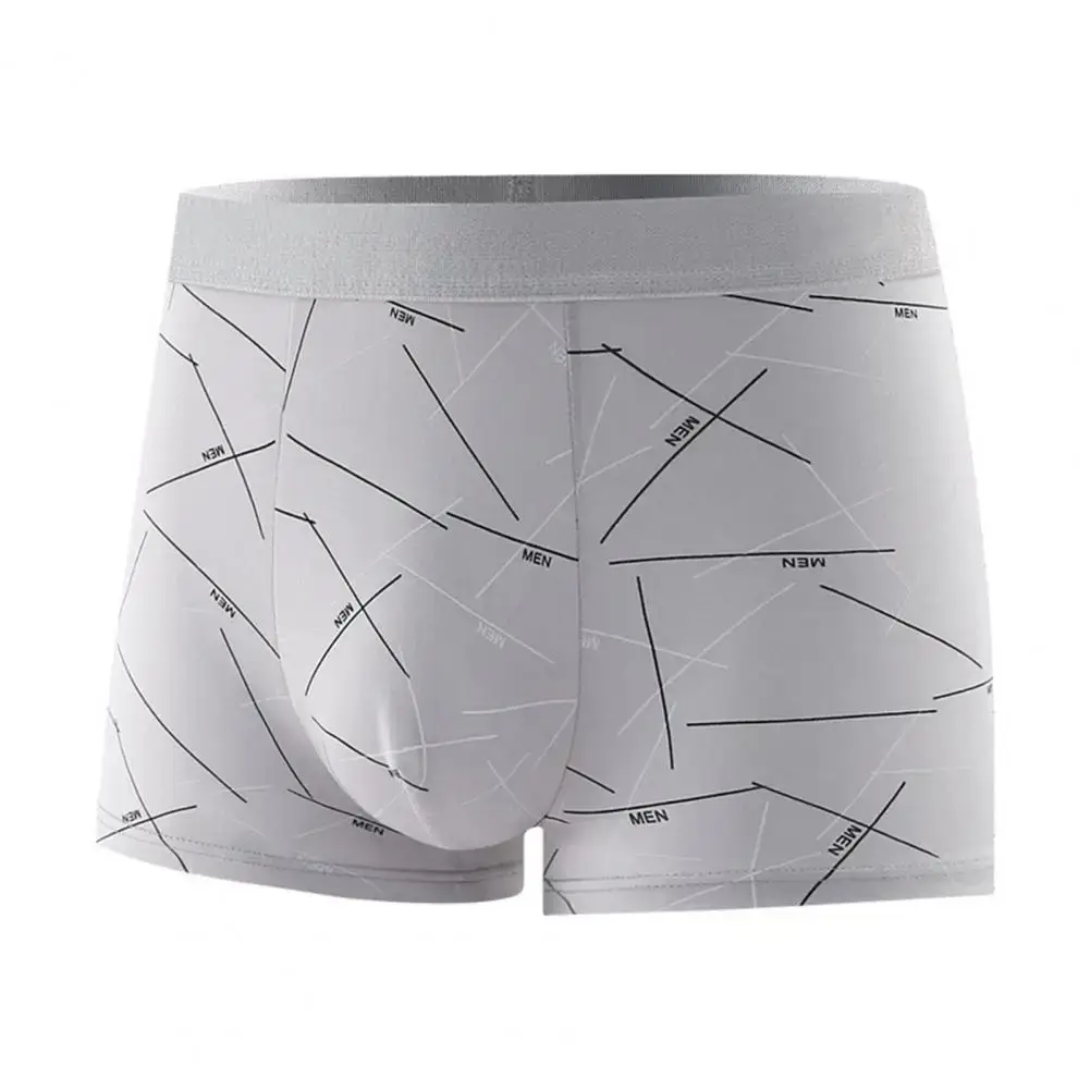 Mutande da uomo Intimo Elastico a vita media Lettera Stampa a righe Morbide e traspiranti Senza cuciture U Convesse Mutande da uomo ad asciugatura rapida — image 6