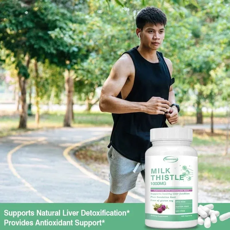 Milk Thistle Capsules 1000mg - พร้อมราก Dandelion - ดีท็อกซ์ตับและทำความสะอาดส่งเสริมผิวและอาหารเสริมสุขภาพทางเดินอาหาร — image 5