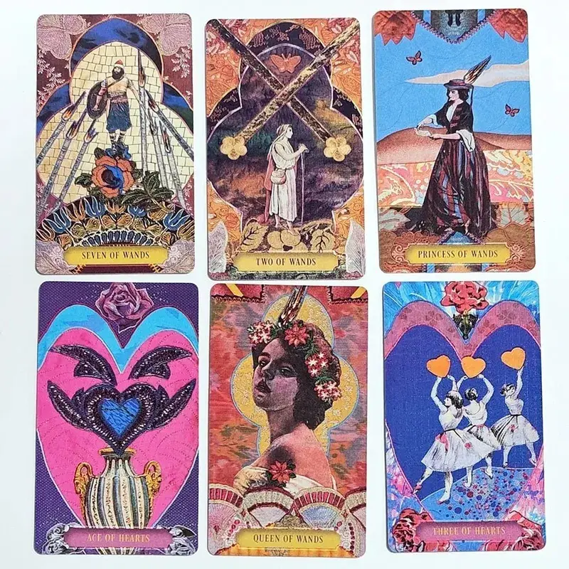 Dvojitý reliéf Zerner-Farber Tarot Deck 10,5*6cm 78 ks Koláž Art Tarotové karty Nástroj pro duchovní věštění v pevné krabičce — image 6