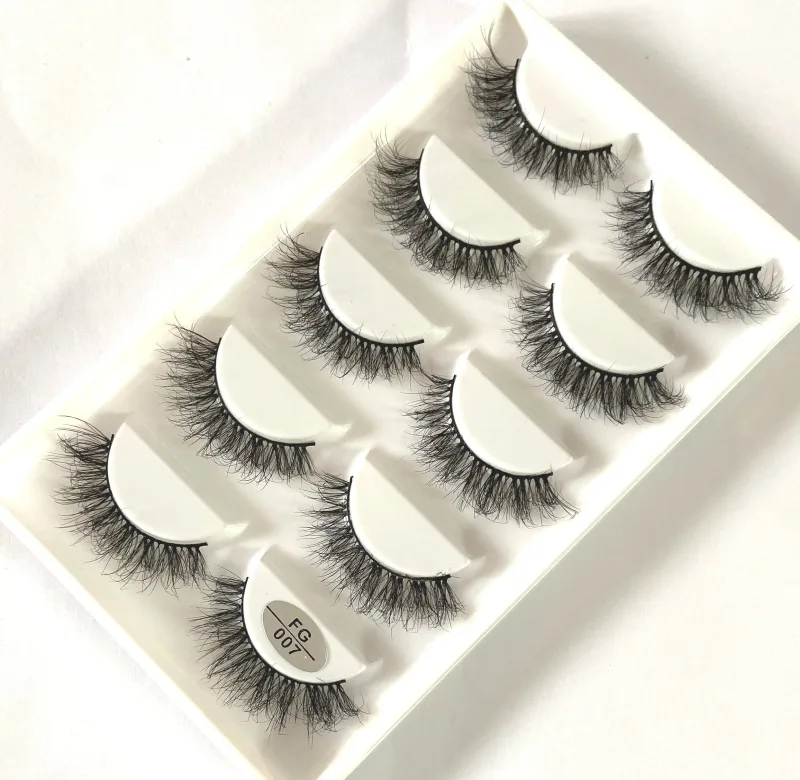 5 Pasang Bulu Mata Mink Buatan Tangan Bulu Mata Palsu Pendek Lebat Asli Bulu Mata Berantakan Panjang Bulu Mata Makeup Peringkat Boleh Diguna Semula