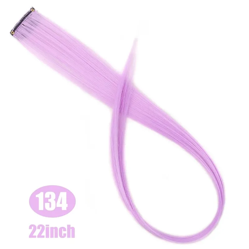 Lupu Synthetic Long Straight Rainbow Highlight Colored Hair Extensions Clip In Fake Hair Pieces For Women Heat Resistant — image 46