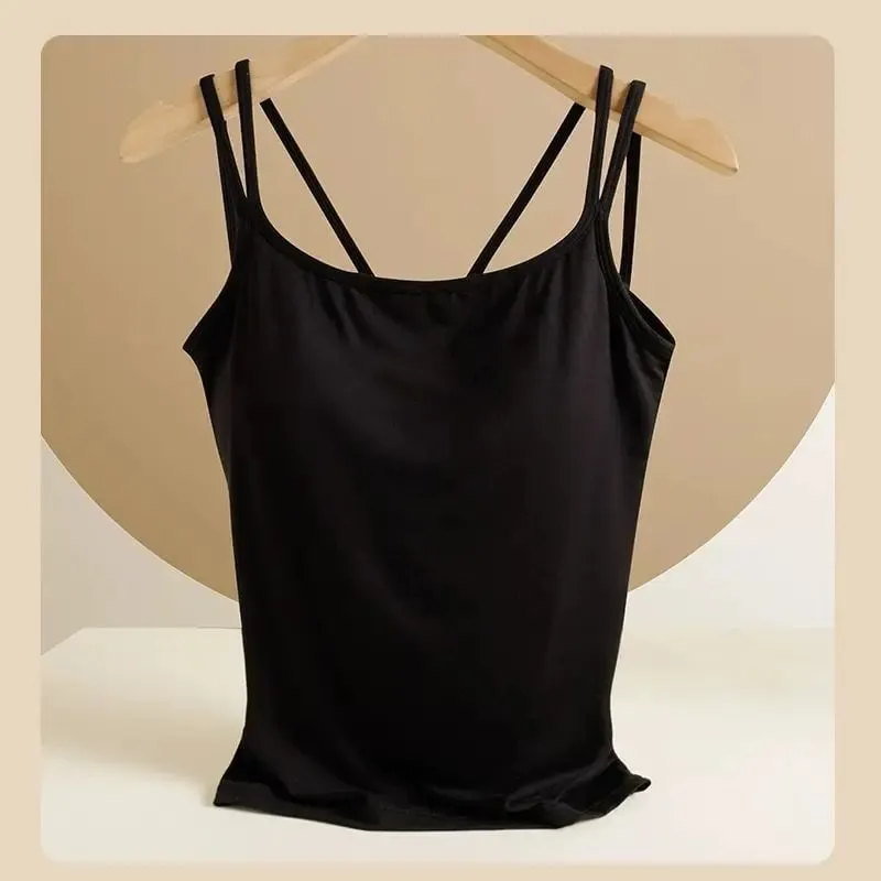 Atasan Kamisol Modal untuk 40-100Kg Ukuran Besar dengan Rompi Suspender Terintegrasi Bantalan Dada untuk Wanita Tank Top Pakaian Dalam Dasar — image 11