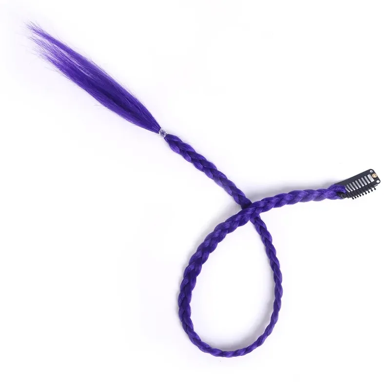 Extensions synthétiques à clips pour femmes, 5 pièces/lot, queue de cheval tressée arc-en-ciel, postiche ombré de 22 pouces, tresse en boîte avec Clip — image 12