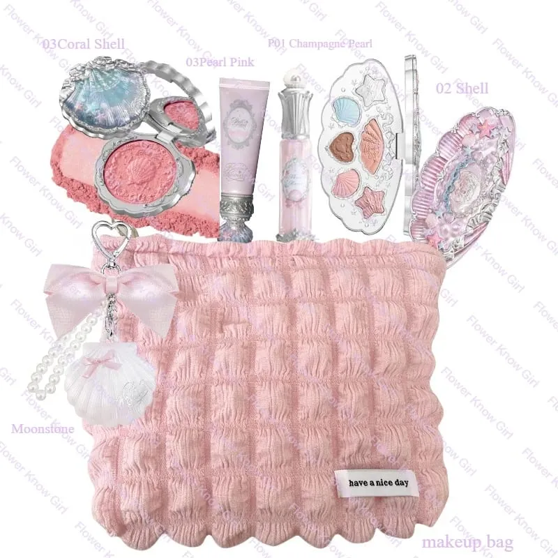 Flower Knows Shell's Jewel Collection Kit per il trucco Palette viso professionale completa, Blush, Ombretto, Crema per labbra, Illuminante, Set di balsami