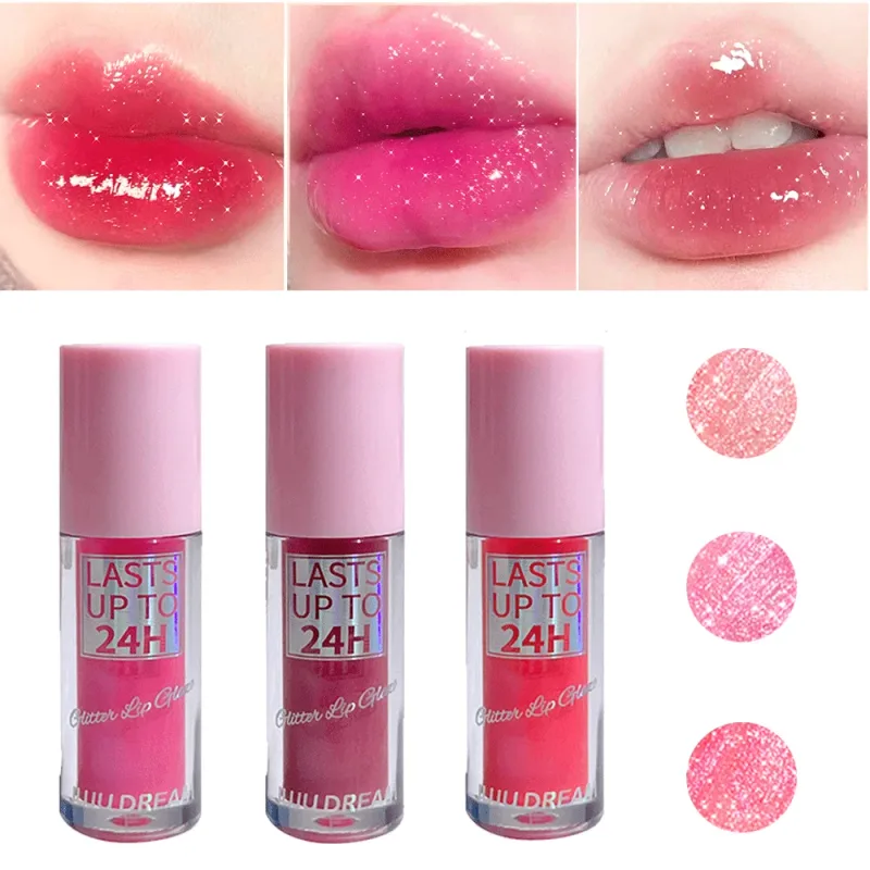 Flowing light Glitter Lip Glaze ลิปกลอสติดทนนานกันน้ำลิปสติก Makeup Lip Oil Lip Tint Moisturizing — image 2