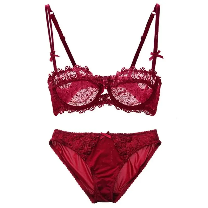 Ensemble de Lingerie d'été en dentelle blanche, soutien-gorge Ultra fin, respirant, maille transparente, Sexy, décolleté en V, Push Up, sans fil, sous-vêtements pour femmes — image 6