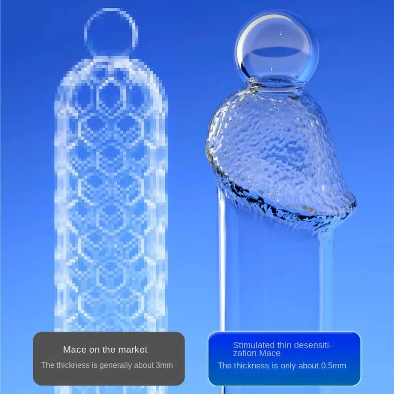 Crystal Penis Sleeve 14cm Lock Sperm Penis Enlargement Sleeve Reduce Sensitivity Condom Delay Ejaculation Sex Toys for Men — image 4