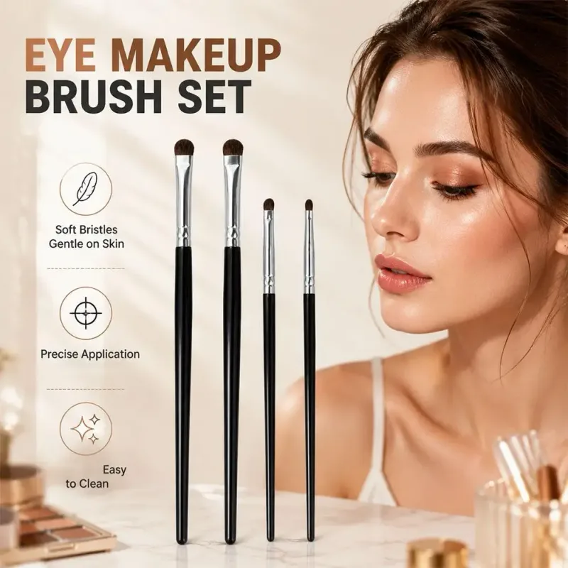 4Pcs Detail Eye Makeup Brush Set Soft Bristle Eyebrow Eyeliner Smudge Brushes for Eyeshadow Lying Silkworm/Brow Cosmetic Tools — image 4