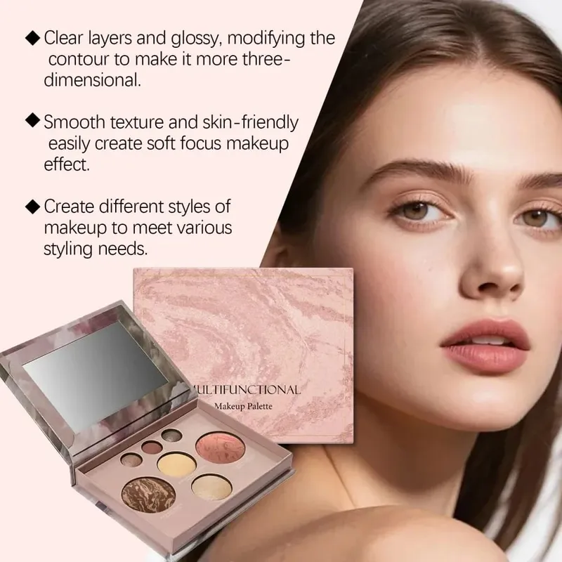 7 barev Multifunkční make-up paleta Integrovaná matná třpytivá tvářenka na oční stíny Highlight Contour Professional Paletka dárky — image 4