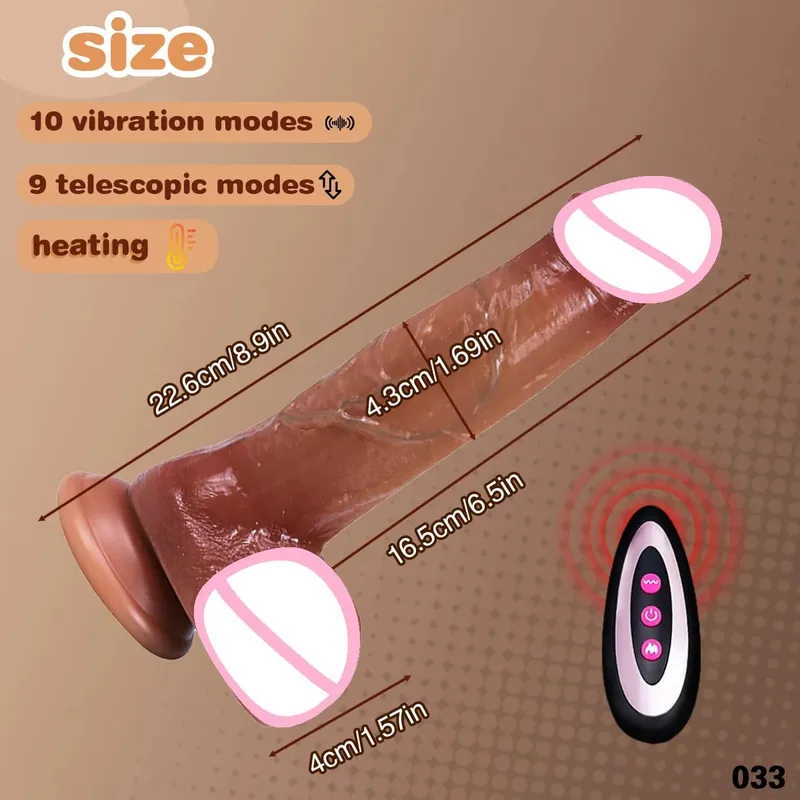9 trybów wibracji 3 tryby rozciągania i 3 tryby wytrząsania Dildo elektryczne kobiece zabawki erotyczne silikonowe Dildo teleskopowe wibracje wibracyjne ogrzewanie 18+ — image 11