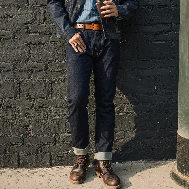 Red Tornado 12oz Slim Straight Jeans Rinsed Spring Men's Red Selvedge Denim Pants GT-0003 — image 1