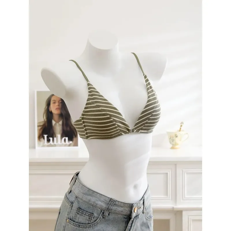 Kvinder Front lukning BH Sæt Sommer Tynd Let Bomuld Fransk Trekant Skål Rygløs Beauty Back Lingeri dragt til lille bryst S-XL — image 7