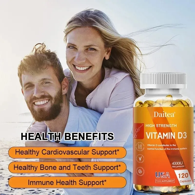 Vitamin D3 Capsules 4000IU Provide Immune Bone Support Promote Calcium Absorption Promotes Muscle Health Nervous System — image 4