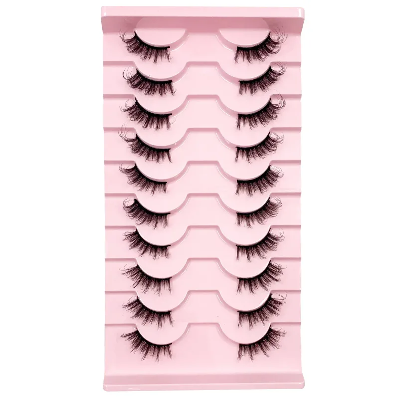 3D Cat Eye Lashes Half Eyelashes 10Pairs Half Lashes Natural Clear Stem False Eyelash Extension Makeup Faux Cils maquiag — image 12