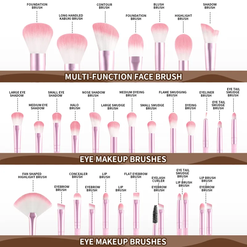 Sada 30 ks profesionálních štětců na make-up Měkké syntetické štětce pro make-up tvářenky Contour Eyeshadow Full Face Kosmetické nástroje — image 6
