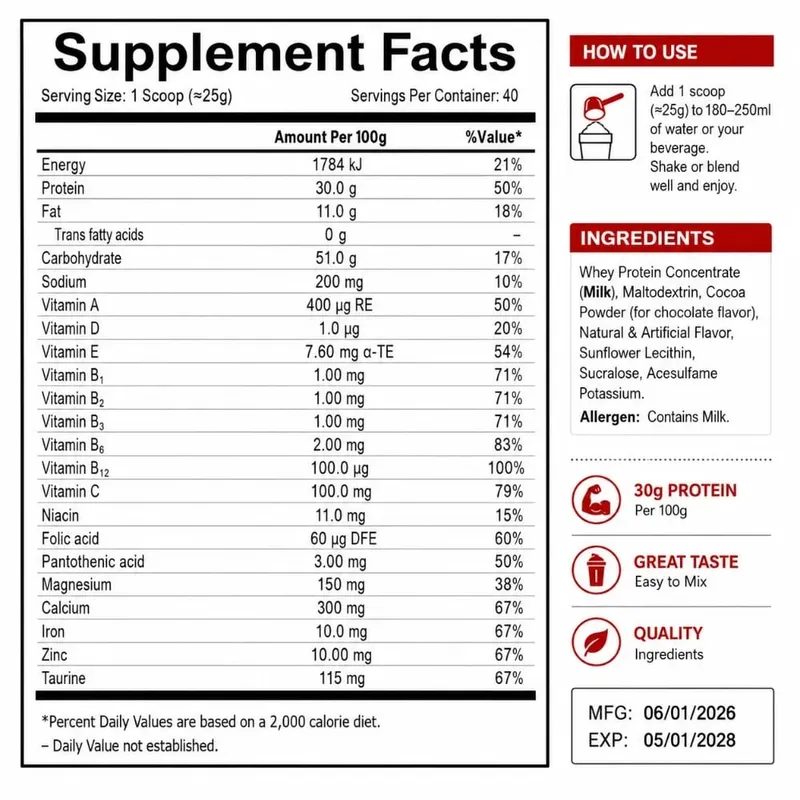 NurtureNova Whey Protein Powder 40 Hidangan Campuran Minuman Protein untuk Dewasa Coklat Matcha Perisa Strawberi Pemakanan Harian — image 6