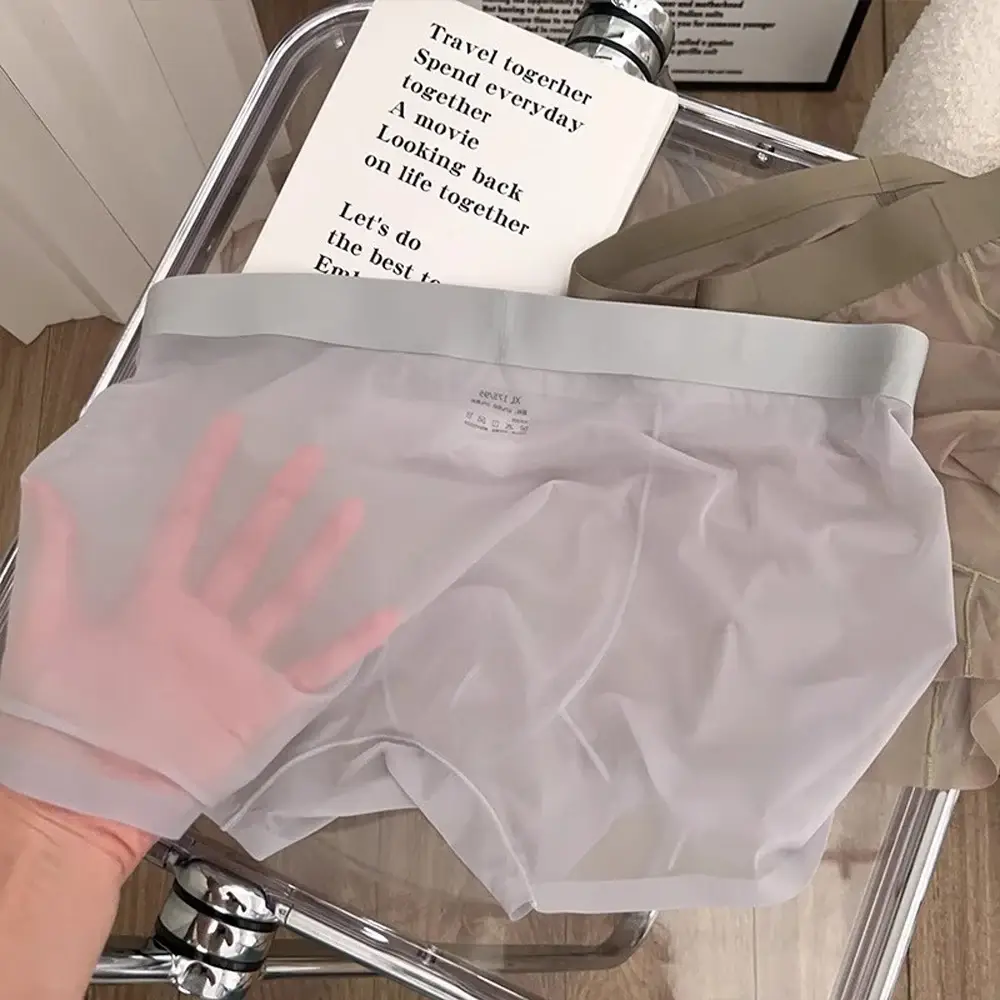 Mutandine da uomo elastiche sexy da uomo Asciugatura rapida Boxer ultrasottili Boxer trasparenti Intimo U Custodia rigonfiamento Sexy Und — image 11