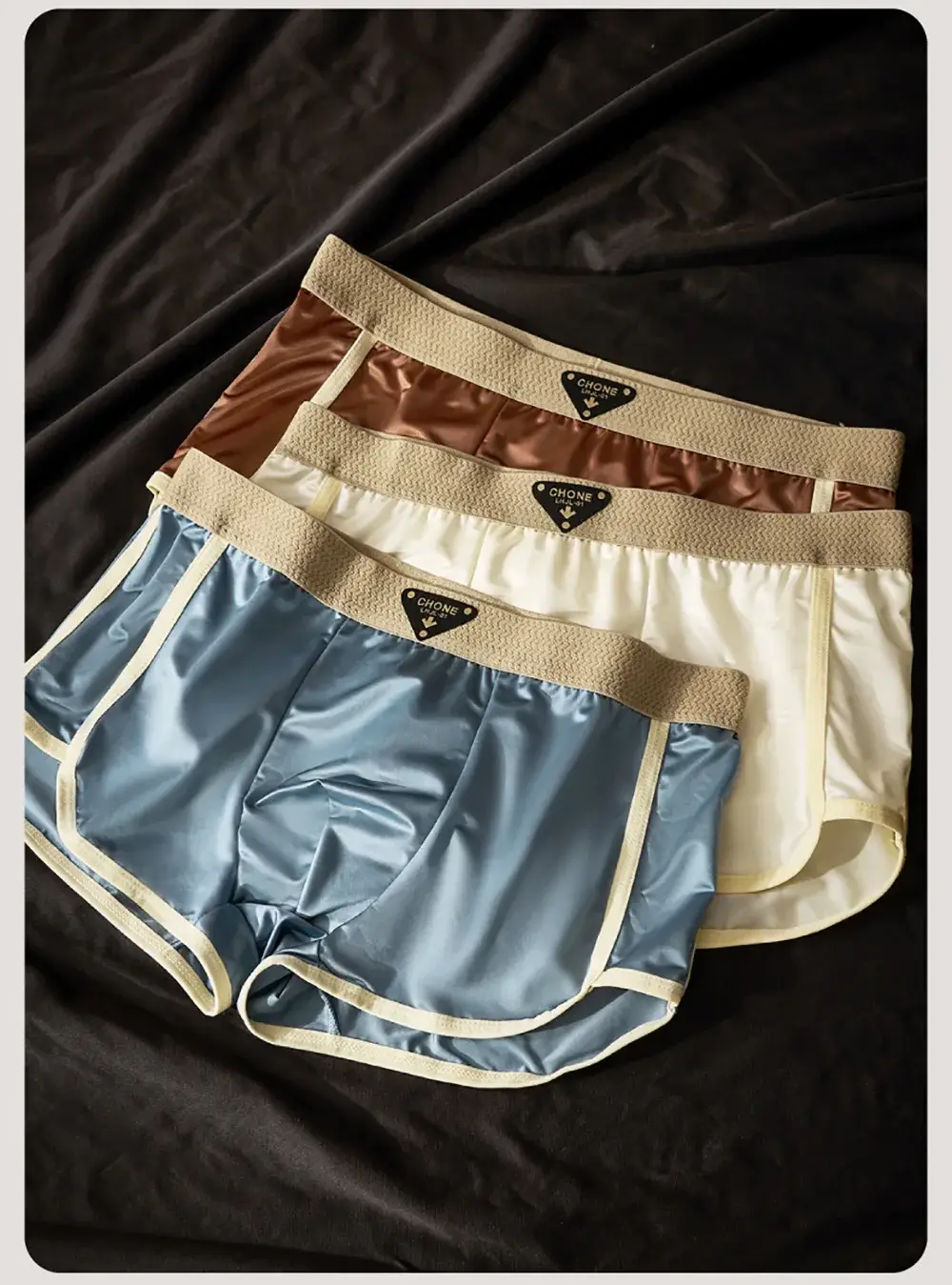 3PCS/Pack Luxury Solid Satin-like Boxer Man Cool 10A Antibacterial Silk U-shape Pouch Men's Panties High Elastic Wais Underpants — image 12