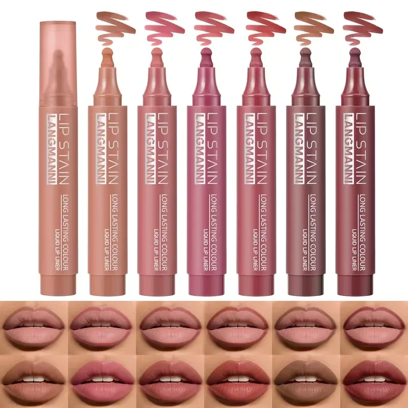Lip Stain Liquid Lip Liner Marker Pen Long Lasting Waterproof Matte Lip Tint Highly Pigmented Nude Lip Contour Makeup For Women — image 4